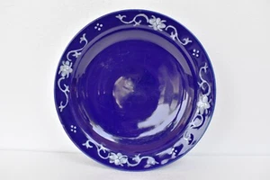 Antique Chinese Reverse Slip Glazed Blue & White Dish Plate Porcelain Floral "2 - Picture 1 of 6