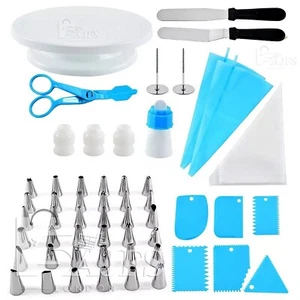 55 Pcs Cake Decorating Set Rotating Plate Icing Smoother Cake Scrapers Pastry - Picture 1 of 6