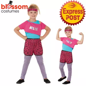 CK1899 Girls 1980s Relax Fancy Dress Costume 80s Aerobics Fancy Dress Up Outfit - Picture 1 of 3