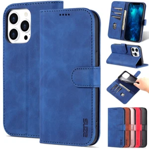Classical Flip Leather Case Cover Card Slots Wallet for iPhone Samsung Phones - Picture 1 of 18