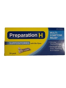 Preparation H Multi-Symptom Relief Suppositories with Bio-Dyne 24-Pack- Intern - Picture 1 of 5