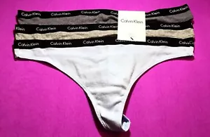 Calvin Klein LARGE Ribbed Thong Women's Cotton Panties Underwear - 3 Pack -Rib - Picture 1 of 10