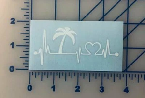 I love Beach Decal 3.5" 4.5" 5.5"  Shore Ocean Sun Window Bumper Laptop Coast  - Picture 1 of 2