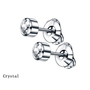 1Pair Surgical Stainless Steel Birthstone Crystal Ear Piercing Stud Earrings