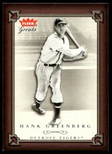2004 Fleer Greats of the Game 5 Hank Greenberg Detroit Tigers Baseball Card