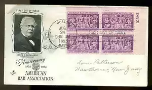 1022 PLATE BLOCK of 4 ABA FDC BOSTON, MA ARTCRAFT CACHET - Picture 1 of 1