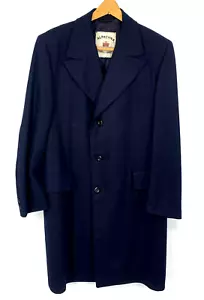 Vintage Alpacuna Mens Wool Blend Overcoat Union Made in USA Black Stripes Large - Picture 1 of 12