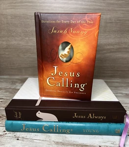 Lot of 3 Christian Devotional Hardbacks / Leather Bible Study Books Sarah Young - Imagen 1 de 23