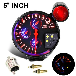4-in-1 5" 11K RPM Tachometer Oil & Water Temp Gauge Oil Pressure Gauge USA M2W1 - Picture 1 of 11