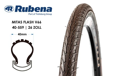 26 Zoll Fahrrad Reifen MITAS Flash V66 City Bike Touren Rad Reflex 40-559 Schutz - Bild 1 von 3