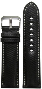 24mm RIOS1931 for Panatime Black KVLR Style Synthetic Watch Band w Wht Stitch - Picture 1 of 1