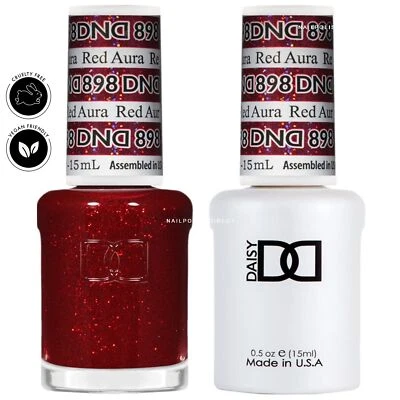 DND Duo Gel & Nail Polish Set - Super Glitter - Red Aura 898 - 2 x 15ml