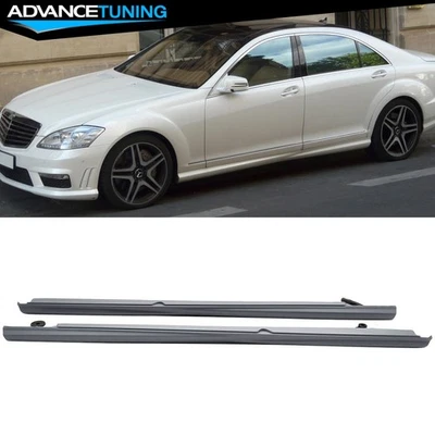 Fits 07-13 Mercedes-Benz W221 S Class Side Skirts Extension Rocker Panel 2PCS PP — 第 1/4 张图片