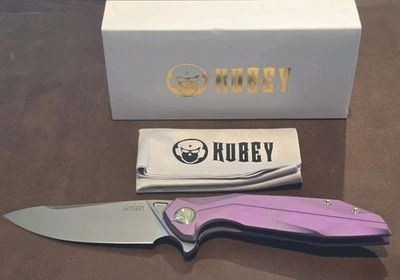 Kubey Nova 紫色钛手柄 14c28n 刀片 KB235D 折叠刀 — 第 1/4 张图片