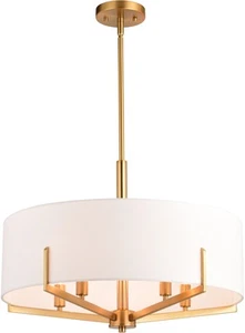 Vaxcel Lighting H0273 Surrey 5 Light 22"W Drum Chandelier - Brass - Picture 1 of 12