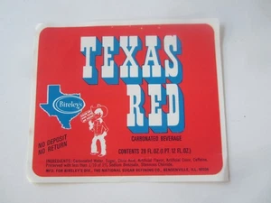 Old Vintage - TEXAS RED - SODA LABEL - Bensenville ILL. - Picture 1 of 1