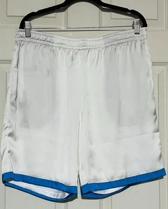 Zara Men's Satin White Shorts with a Contrast Blue Line Size L - Picture 1 of 4