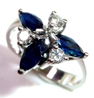 Ring 585 Gold Gold Weißgold 0.60 ct. Saphire 0.23 ct. Diamanten Gr. 56 änderbar - Bild 1 von 4