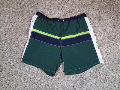 De Colección Tommy Hilfiger Bañador Boardshorts Verde Oscuro Deletrear Bandera Años 90 Grande  Foto 1 de 4