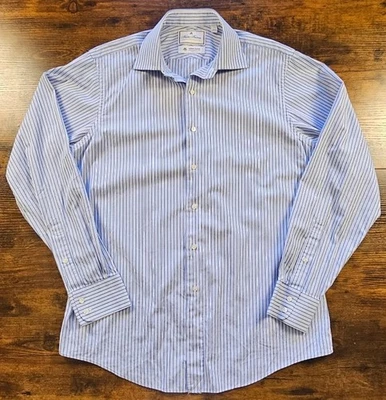 Brooks Brothers + Thomas Mason Azul y Blanco Rayas Regent Fit Talla 16-36 Foto 1 de 4