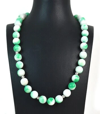 Collana in Giada Imperiale, Intercalari e Chiusura in Argento 925 - Immagine 1 di 3