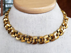 Vintage Tara Heavy Panel Link Gold Tone Choker Necklace 14.5"