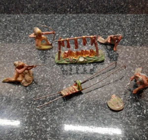 Figuras de colección de indios nativos americanos del salvaje oeste de Elastolin y cocina de fuego de campamento - Imagen 1 de 10