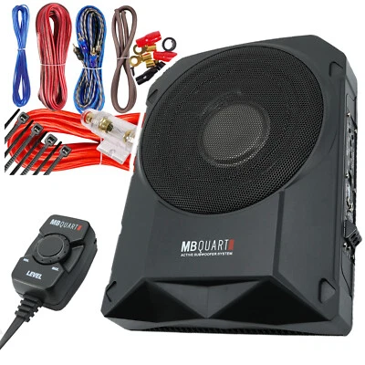 MB Quart RW-108A 600 Watt Slim Under-Seat Powered Car/Truck Subwoofer Sub+Amp Ki