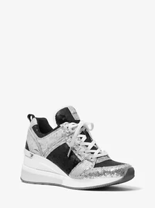 Michael Kors GEORGIE ICONIC SEQUINED MK LOGO KEILABSATZ SNEAKER 11 I LOVE SCHUHE - Bild 1 von 9