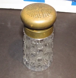 Antique Cut Glass Copper Top Salt Shaker  - Picture 1 of 4