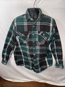 Vintage Eagle Crest Men's Plaid Heavy Flannel Button Up Shirt Western Size Large - Picture 1 of 5