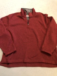 Wrangler Sweater Men's 2XL Red Casual Pullover 1/4 Zip Knit - Picture 1 of 4