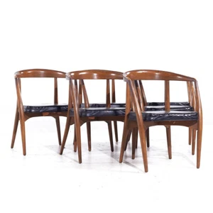Lawrence Peabody Mid Century Walnut Arm Chairs - Set of 6 - Picture 1 of 10