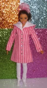 Barbie 4 PC PINK & WHITE HOODED COAT/WHITE LEGGINGS & FLAT-FOOTED SHOE~ NO DOLL - Picture 1 of 4