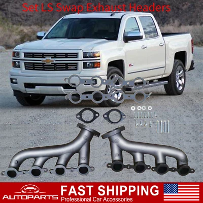 1 par de cabezales de escape intercambiables LS para Chevy Silverado GMC Sierra 1500 2500 2002-13 Foto 1 de 4