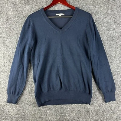 Suéter Cutter & Buck Mujer Grande Cuello en V Pullover Azul Supima Algodón Acanalado Dobladillo Foto 1 de 4