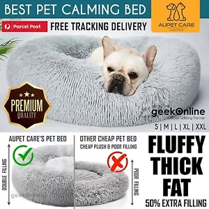 Dog Cat Pet Calming Bed Warm Soft Plush Round Nest Comfy Sleeping Extra Large AU - Picture 1 of 27
