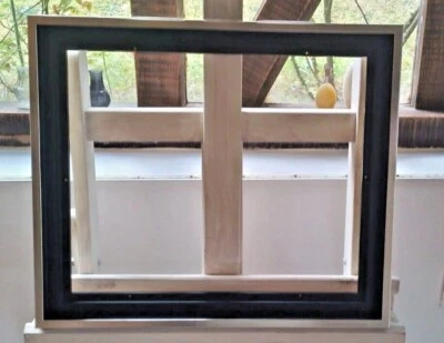 Figure size, framing American wooden case, satin black and silver, - Image 1 of 4