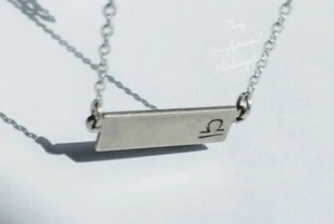 Libra Zodiac Bar Necklace, Sterling Silver Handcrafted Dogeared - Picture 1 of 11
