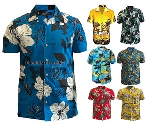 Mens EX UK STORE Hawaiian Shirts Stag Do Party Fancy Dress Holiday Palm Tree - Picture 1 of 16