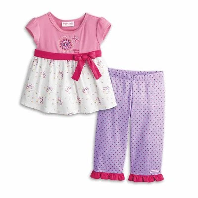 Toddler Girls Pajamas Set American Girl Flowers & Dots, Bitty Baby, Size M (4/5) - Image 1 of 4