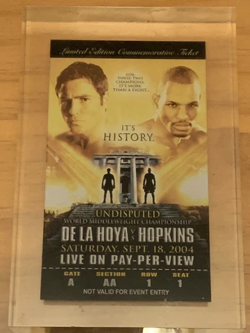 2004 Bernard Hopkins Vs . Oscar De La Hoya Limited Edition Boxing Ticket Slabbed Cover