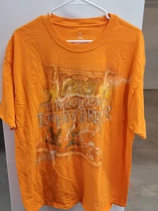 Disney Hollywood Twilight Zone Tower Of Terror Mickey Goofy Donald Orange Shirt  - Picture 1 of 3