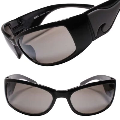 Gafas de sol negras deportivas rectangulares envolventes con detalle lateral único de colección Foto 1 de 3