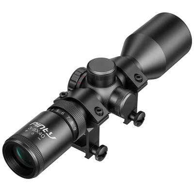 PINTY 3-9x40 Compact Rifle Scope Mil-Dot Reticle Riflescope with Scope Mounts - Image 1 of 4