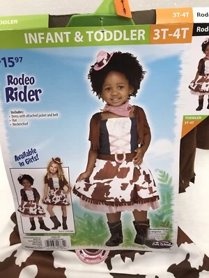 Girls Cowgirl Rodeo Rider Halloween Toddler Costume Size 3T-4T  3 Piece Set NEW - Image 1 of 4