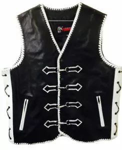 Motorcycle Vest Leather Braided Biker Tour Custom Designed Leather Riding Vest - Picture 1 of 3