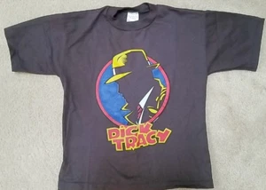 DICK TRACY DISNEY PROMOTIONAL MOVIE VINTAGE 1990 Dobie T-Shirt Kid's Med black - Picture 1 of 3