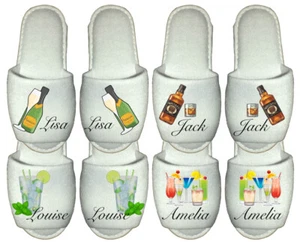 Personalised Spa Slippers prosecco gin mojito whiskey gift cocktail best friend - Picture 1 of 9