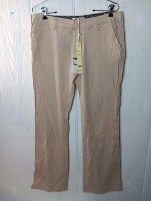 Nana США брюки подростков L желтовато-коричневый льняной смеси легкий клапан карманы вырез новый - Изображение 1 из 4